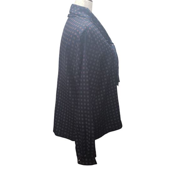 Vintage 60s Ship'n Shore Nautical Blouse Size L Blue Red Bow Collar Retro Mod - Picture 2 of 10